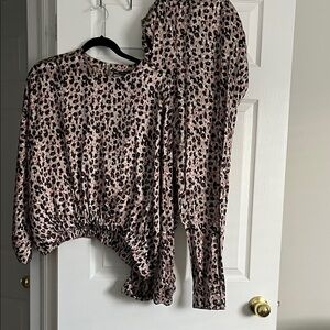 Zara Pink and Black Leopard Print Set